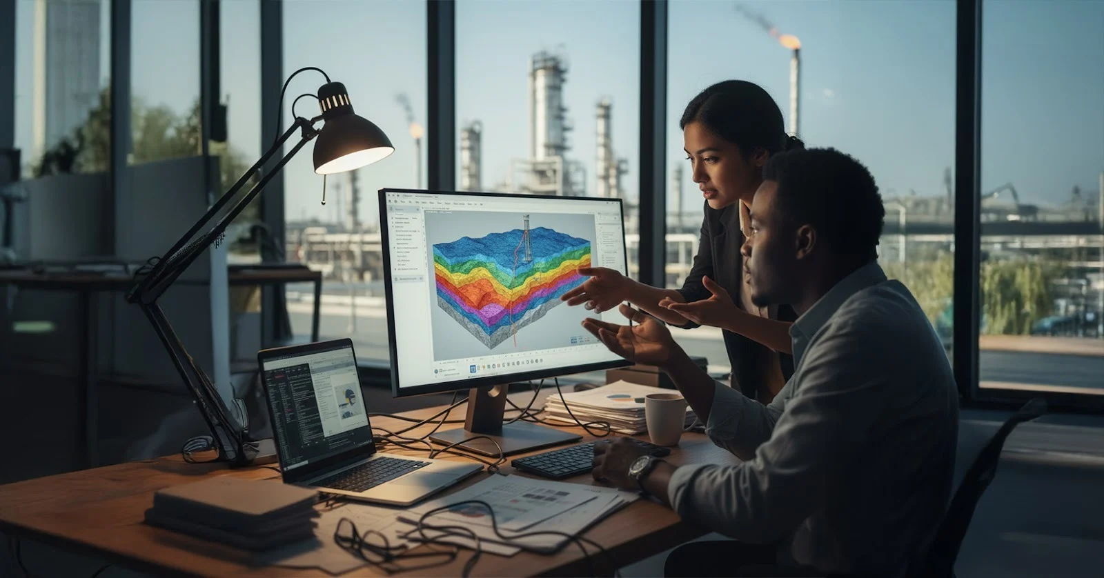 Students working on data analytics tools like Power BI and Tableau